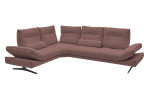 Komfort-Ecksofa Musterring MR 2795, in der Farbausführung Rot, Schrägansicht, mit hochgeklappter Armlehne