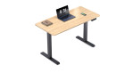 Elektrischer Schreibtisch Up & Down mit Holztischplatte und schwarzem Metallgestell