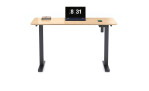 Elektrischer Schreibtisch Up & Down mit Holztischplatte und schwarzem Metallgestell, Draufsicht