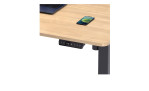 Elektrischer Schreibtisch Up & Down mit Holztischplatte und schwarzem Metallgestell, Detailansicht Ecke