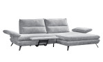 Ecksofa Goslar, in der Farbausführung Hellgrau, Schrägansicht mit alles Funktionen
