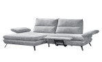 Ecksofa Goslar, in der Farbausführung Hellgrau,  Schrägansicht mit allen Funktionen