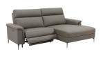 Ecksofa UG3109B in braun aus Leder+PVC, elektrisch verstellbar, Ausführung Ottomane rechts, Ansicht der Funktion