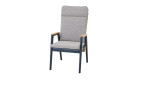 Gartenstuhl MONDO Latea in grau mit Auflagen in taupe und Armlehen in Teakholz