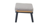 Hocker MONDO Latea in Hellgrau und Anthrazit, Absetzungen in Teakholz, seitliche Ansicht