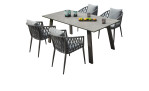 Dining-Set Sunrepo, Stühle mit Rope-Geflecht in Anthrazit, Gestell aus Aluminium