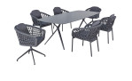 Gartentisch Cliff von LC Garden in anthrazit gesintert, Ansicht mit Stühlen