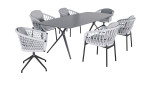 Gartentisch Cliff von LC Garden in anthrazit gesintert, Ansicht mit Stühlen