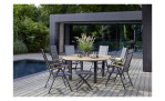 Gartenstuhl Unicamo mit gepolsterter Textilen-Bespannung in Silber-Schwarz und schwarz-mattem Aluminiumgestell, klappbar, Milieu