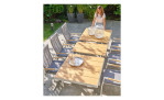 Gartentisch Kreta mit Tischplatte aus Teakholz und Gestell aus Aluminium in Off-White, Funktion 