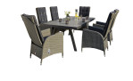Dining-Set Vivera in grau-anthrazit bestehend aus 6 Sessel und 1 Tisch, Ansicht Freisteller 