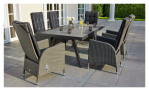 Dining-Set Vivera in grau-anthrazit bestehend aus 6 Sessel und 1 Tisch, Ansicht im Milieu
