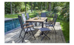 Gartentisch Roma von outdoor mit Teakholz Tischplatte und Edelstahl-Gestell in schwarz, Ansicht im Milieu