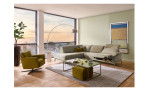 Komfort-Ecksofa MONDO Ensemble Lillia, in der Farbausführung Beige, in einem Raum stehend, mit der Relaxfunktion