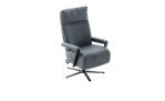 Komfort-Relaxsessel Impuls Lazyline in der Farbe Grau/Blau und einem schwarzen Gestell.