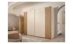 Basis-Schwebetürenschrank Musterring Isabelle, in der Farbausführung Champagner / Eiche Bianco