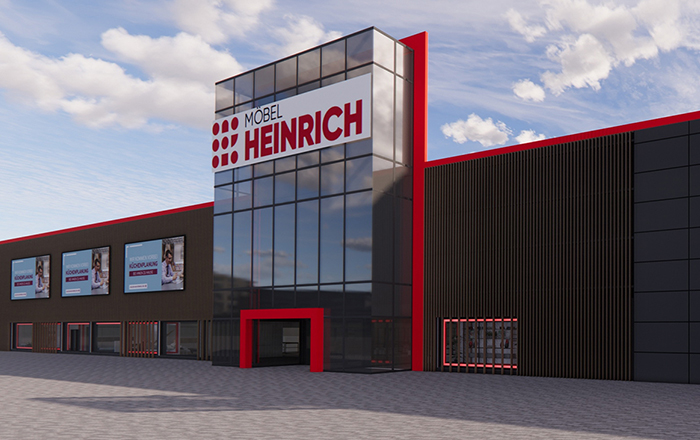 Geplante Außenfassade der neuen Möbel Heinrich Filiale in Steinheim