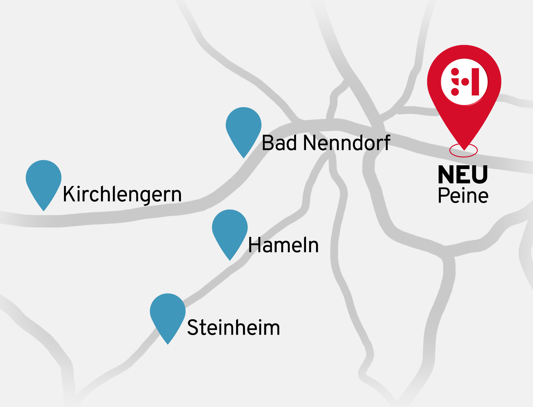 Grafik mit Standorten der Möbel Heinrich Filialen