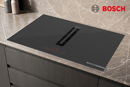 BOSCH Induktionskochfeld mit Dunstabzug in der Mitte