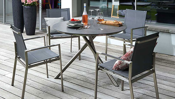 Gartentisch Alina I mit Edelstahl-Gestell