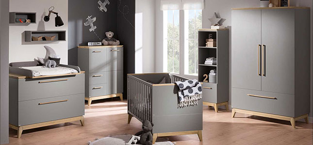 Babyzimmer mit Kleiderschrank Sten in Anthrazit