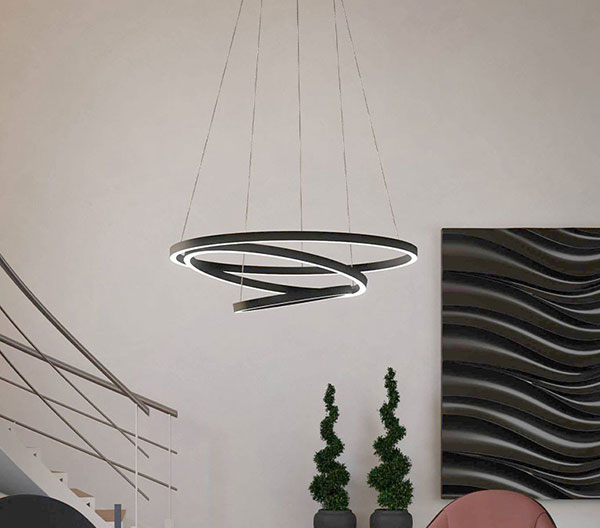 LED-Hängeleuchte Lobinero in moderner Form in Schwarz