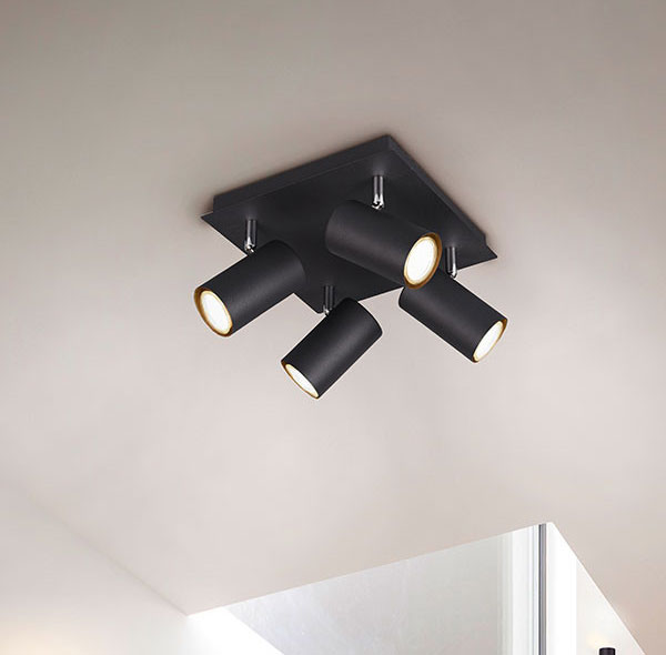 Deckenleuchte Marley mit modernen, minimalistischen Design in schwarzem Metall