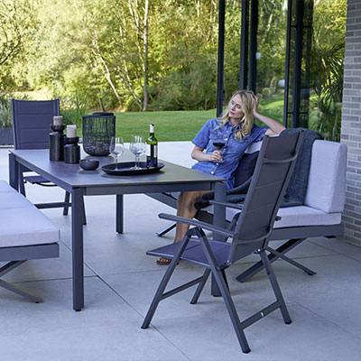 Gartenserie Rieke mit Gartentisch, Gartenstühlen und Eckbankelementen