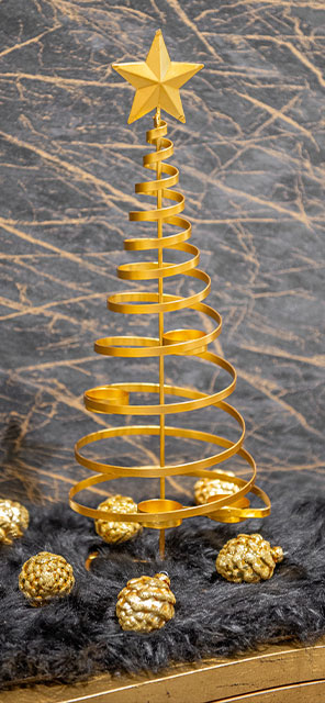 Goldfarbener Teelichthalter im Weihnachtsbauem-Desing 18 cm x 52 cm