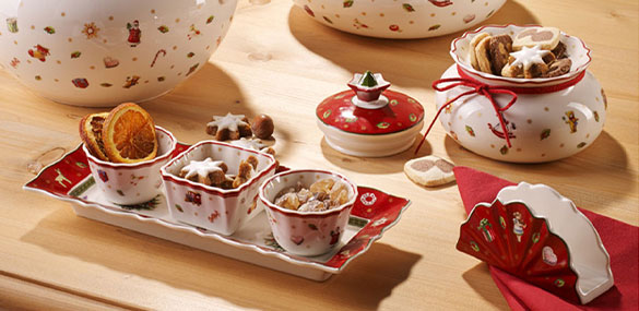 Toy's Delight weihnachtliches Dip Set und Dose mit Keksen aus weißes Porzellan mit weihnachtlichen Motiven