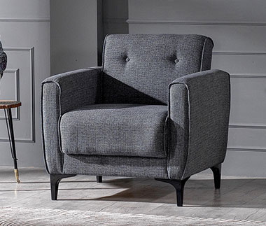 Klassischer Sessel Marmaris in Grau-Schwarz