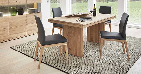 Landhausstil Polsterstuhl mit anthrazit Lederbezug