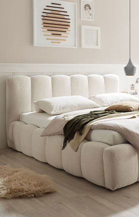 Modernes Polsterbett LIV'IN Avesta mit gepolsterter Rahmen in Ivory